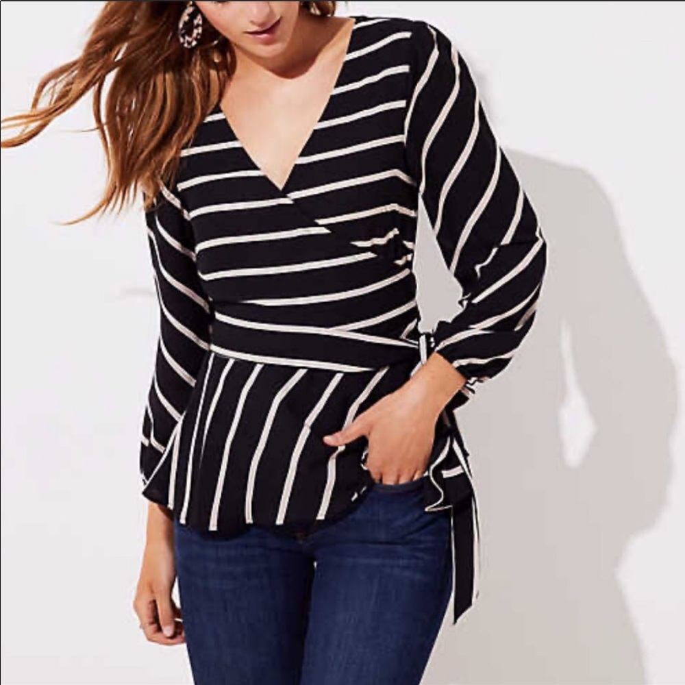 LOFT striped wrap blouse